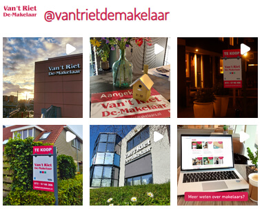 Voorbeelden van onze instagram posts. Volg ons via @vantrietdemakelaar